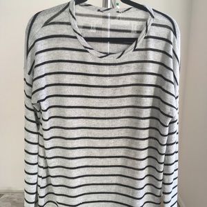 Striped grey and black loose knit sweater